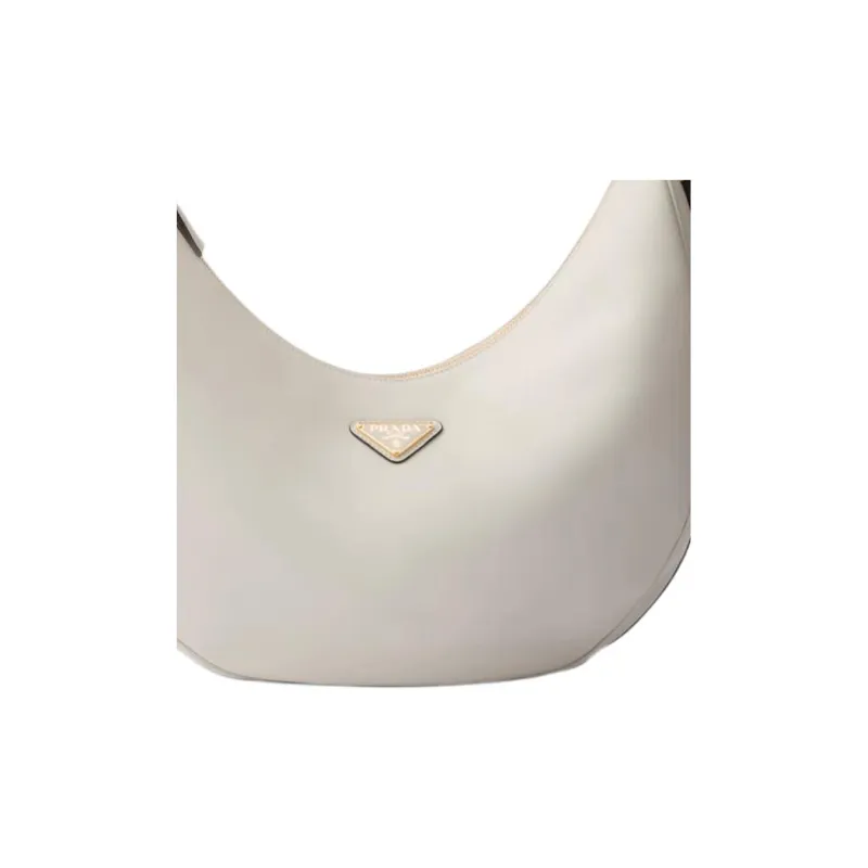 PRADA Leather Shoulder Bag Women's White-3