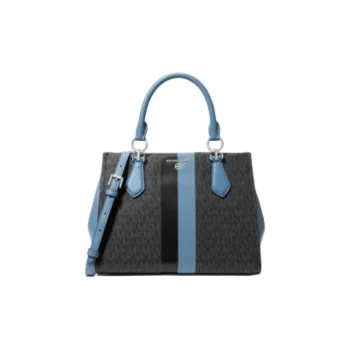 MICHAEL KORS MARILYN Coated Canvas Handbag Medium Size Women's Black & Blue