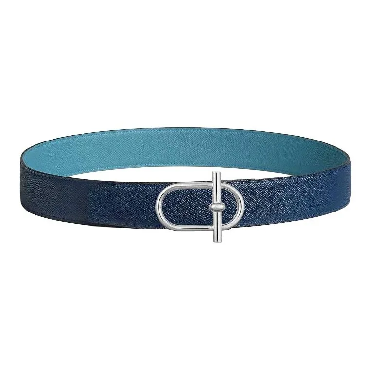 HERMES Metal Leather Belts Unisex Green Width 3.8cm-1