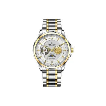 LOUIE JUELEN Mechanical Movement Stainless Steel Watchband Watch Men's Watches White Dial