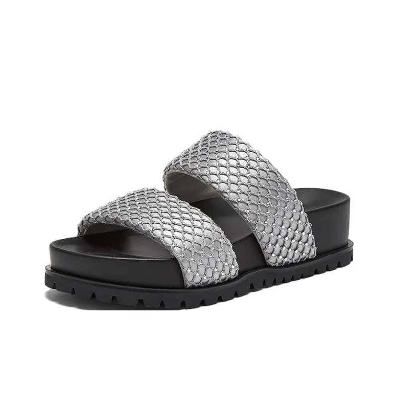 BASTO PU Polyurethane Rubber Sole Crystal Quiet Slide Slippers Women's-1