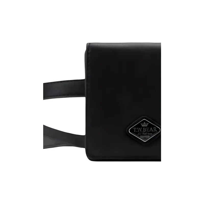 Teenie Weenie PU Crossbody Bag Shoulder Bag Medium Size Women's Black/Beige-4