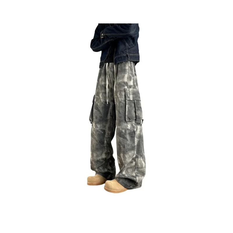 Menglaini Jeans Unisex Tie Dye Camouflage[Wasteland Style]-0