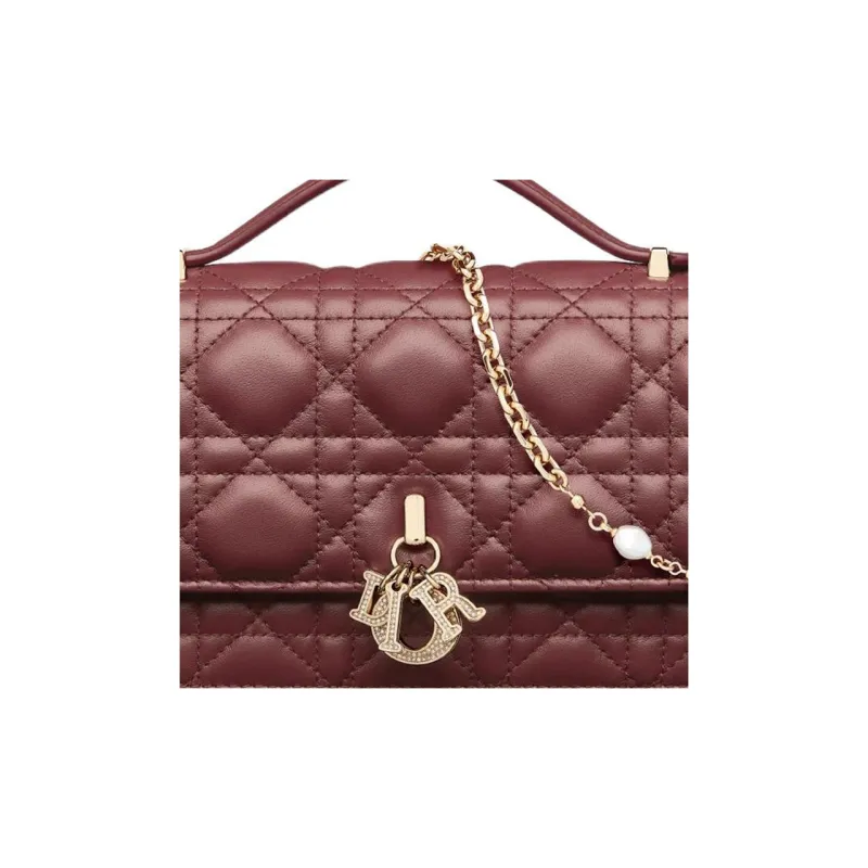 DIOR My Dior Lambskin Shoulder Bag, Crossbody Bag, Handbag Mini Women's Dahlia Red-5