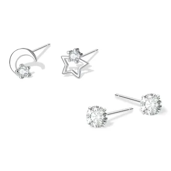 KUMET Sterling Silver Stud Earrings Women's
