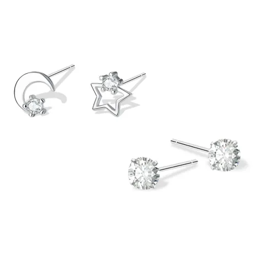 KUMET Sterling Silver Stud Earrings Women's