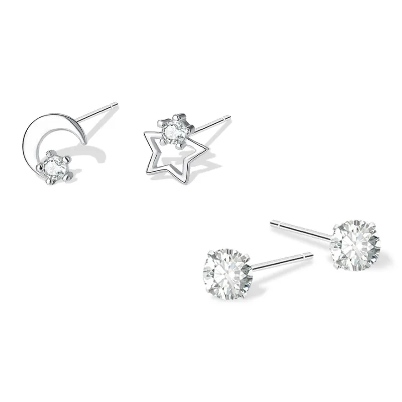 KUMET Sterling Silver Stud Earrings Women's-0