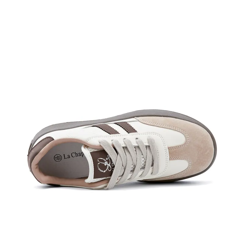 La Chapelle Slip Resistant Cushioning Wear Resistant Height Increasing Low Top Skateboard Shoes Women's Brown-6