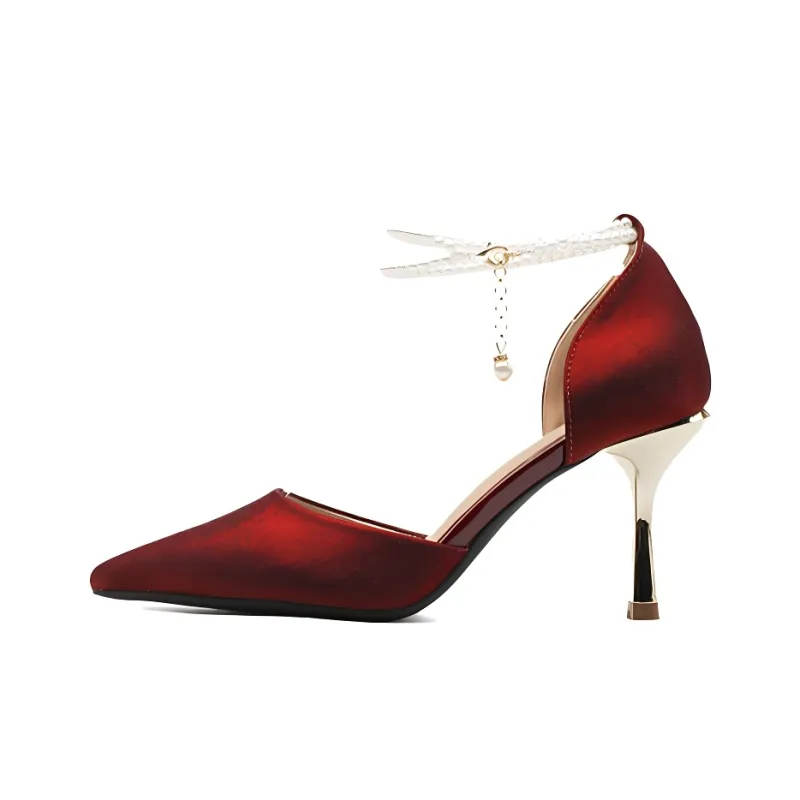 GOSO Slim Heel High Heels Women's Burgundy-0