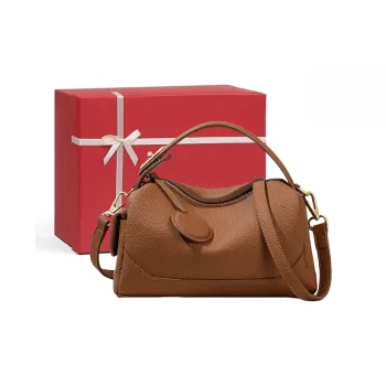 CNNCOO Cow Leather With Synthetic Leather Crossbody Handbag Women's Dark Brown