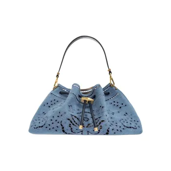 Jimmy Choo Denim Bucket Bag, One Shoulder Handbag Women's Indigo