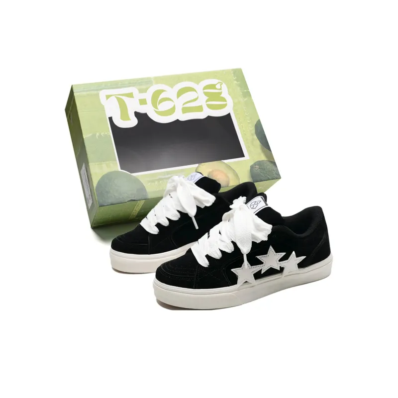 T628 Stars Puffy Shoes Slip Resistant, Abrasion Resistant, Lightweight Low Top Skateboard Shoes Unisex-101