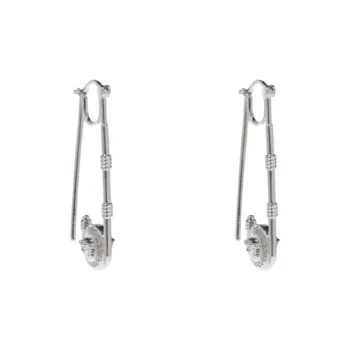 VERSACE Metal Earrings Unisex Silver