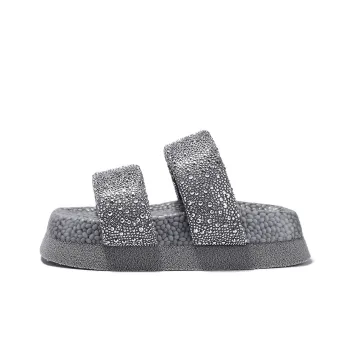 SELAIYA Rubber Sole Rhinestone Abrasion Resistant Slide Slippers Women's