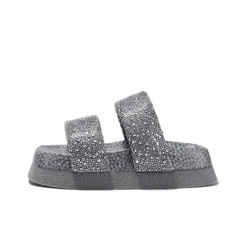 SELAIYA Rubber Sole Rhinestone Abrasion Resistant Slide Slippers Women's