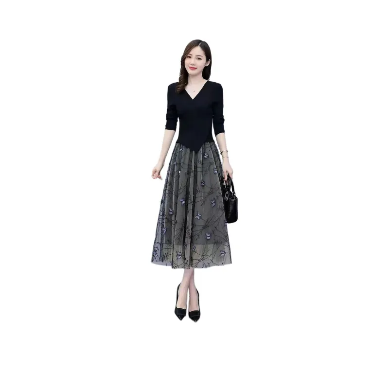 Mu Qingqing Long Sleeved Dress Women's-0