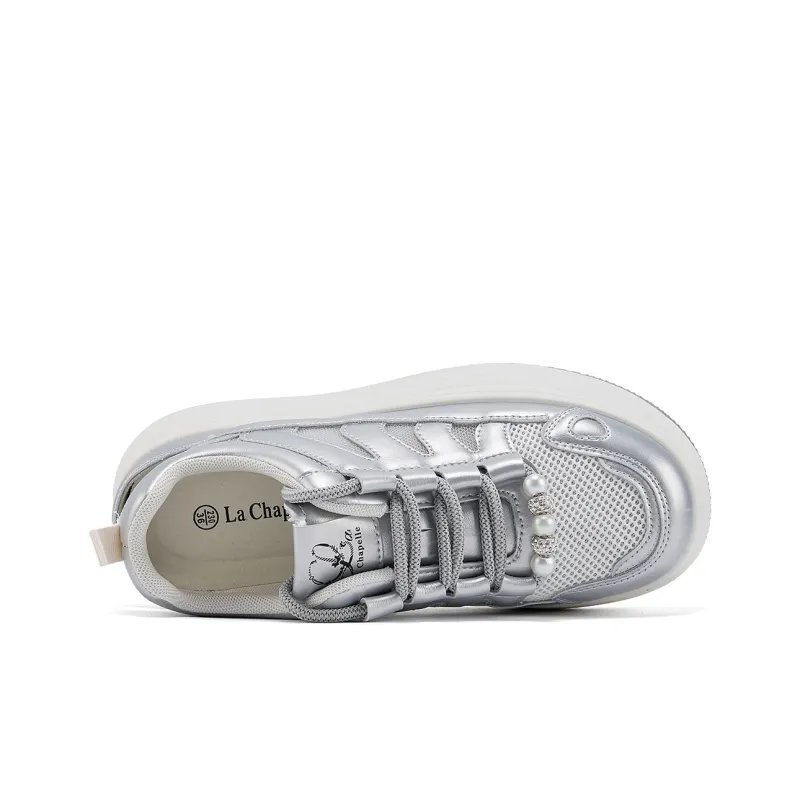 La Chapelle Low Top Casual Shoes Women's Silver-3