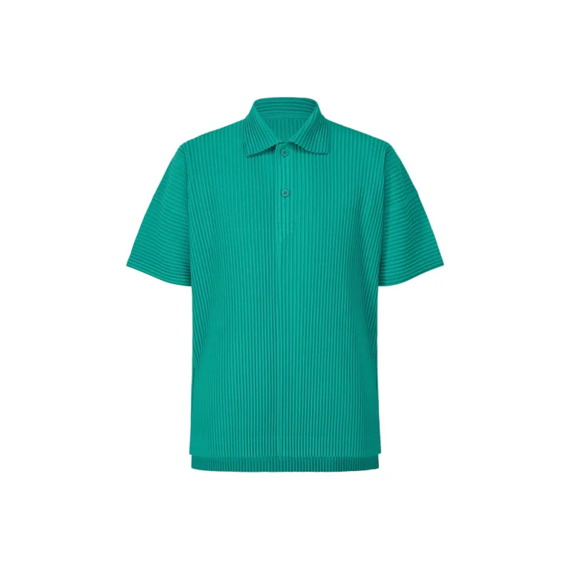 Homme Plissé Issey Miyake Polo Shirt Men's Peacock Green-0