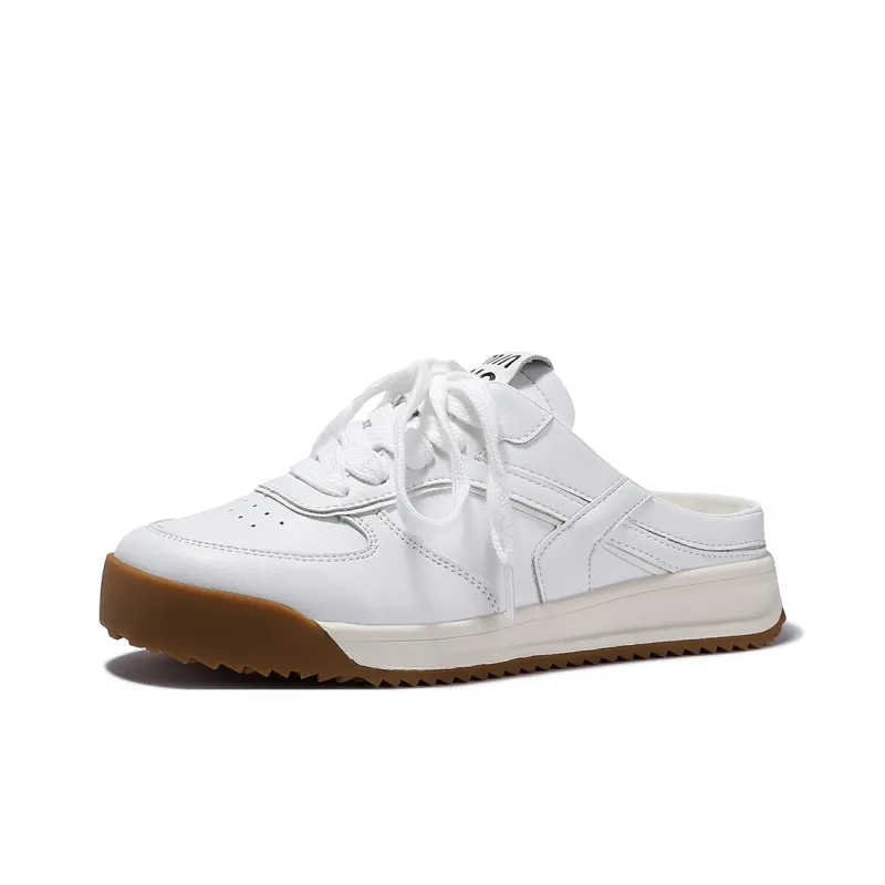 SELAIYA Rubber Sole Abrasion Resistant Closed Toe Slippers Women's White-1