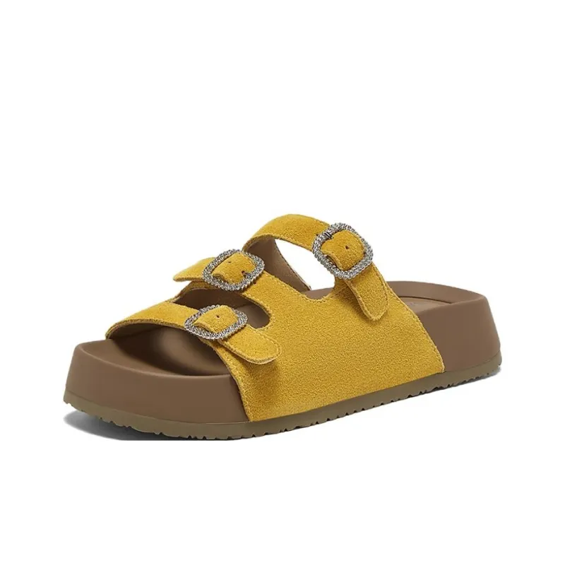 BASTO PU Polyurethane Rubber Sole Cut Out Quiet Slide Slippers Women's-9