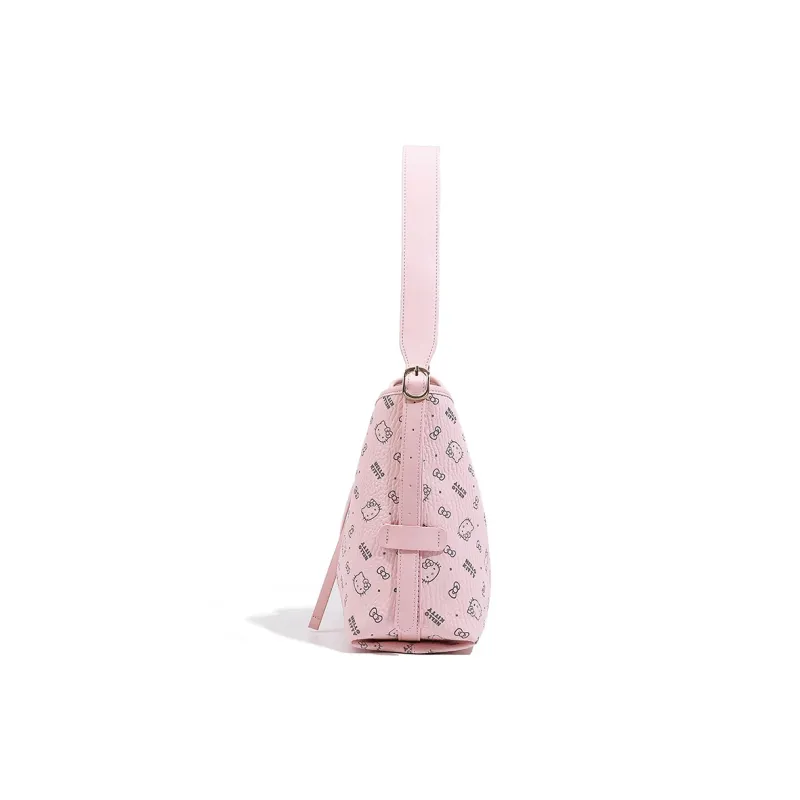 MESUCA &Sanrio Hello Kitty Collaboration Kitty Series PU Shoulder Bag Regular Women's Pink/Brown/Milk Tea-5