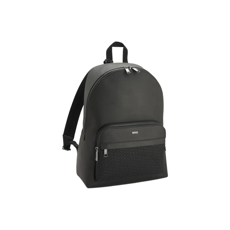 HUGO BOSS Recycled Leather With Fabric Backpack Unisex Black-1
