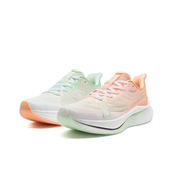 XTEP 2000km 3.0 Running Shoes Women's Low Top Classic White/Pink Orange/Light Fruit Green