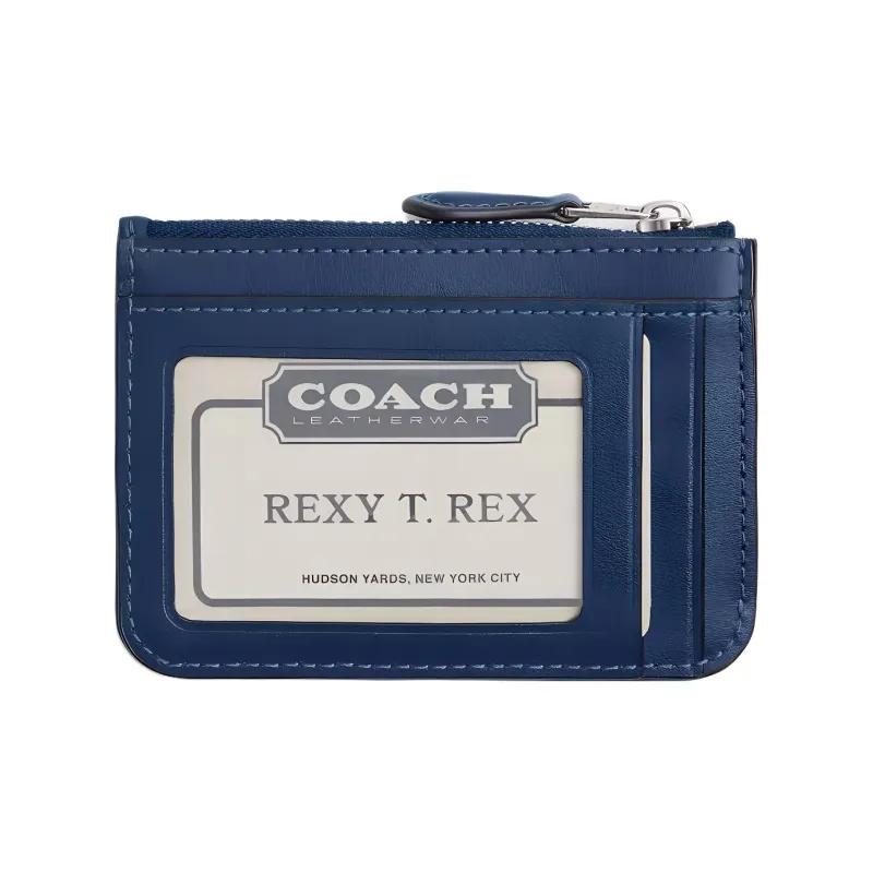 COACH Essential Denim With Calfskin Card Holder Mini Women's Dark Blue-1
