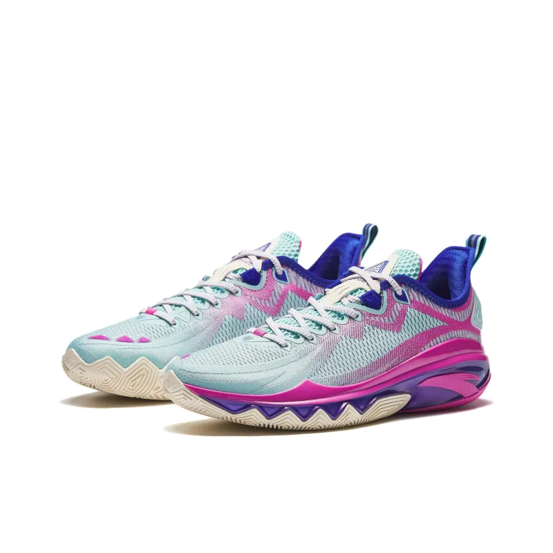 Anta Cushioning, Abrasion Resistant, And Resilient Properties Low Top Basketball Shoes Men's Green Pink Blue-2