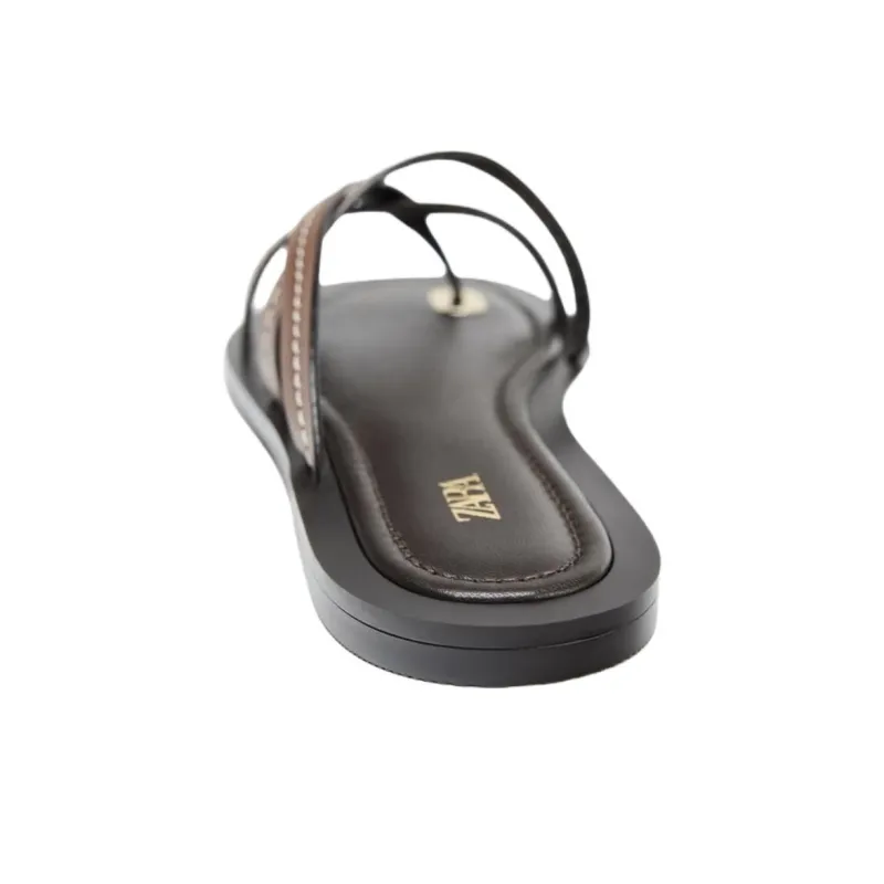 ZARA Abrasion Resistant Flip Flops Women's Brown-4