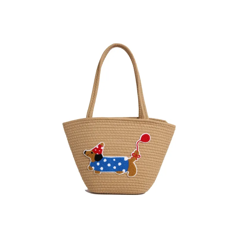BAODIDAISHU Knit Basket Bag Shoulder Bag Women's Brown/White-0