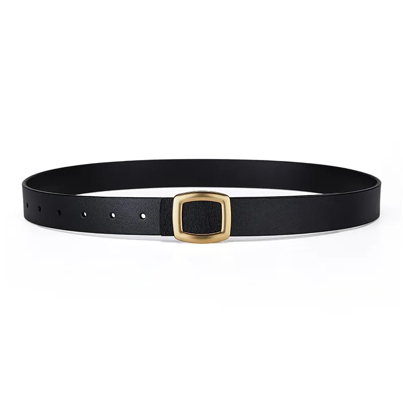 Jeccieziio Cow Leather Belts Women's Gold Width 2.8cm-5