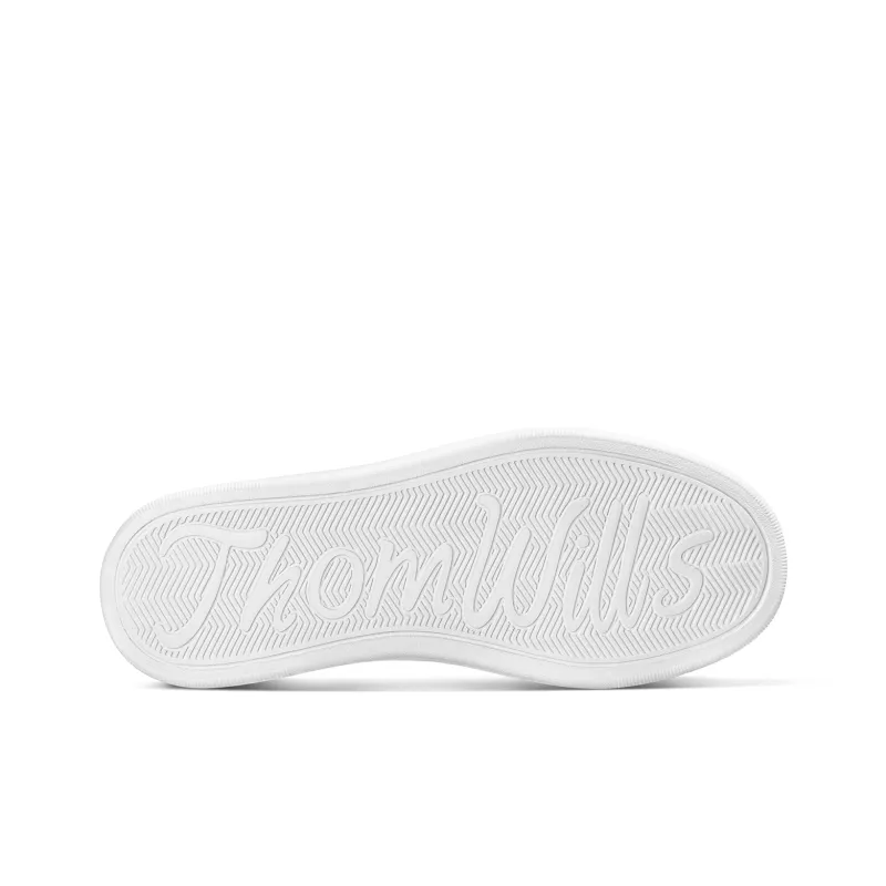 THOM WILLS Trendy Fashion Calfskin Platform German Army Trainers Low Top Skateboard Shoes Men's White-4