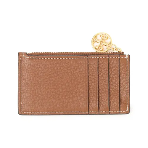TORY BURCH Cabaia Eggstone Leather Wallets Card Holders Women's Light Tea Brown