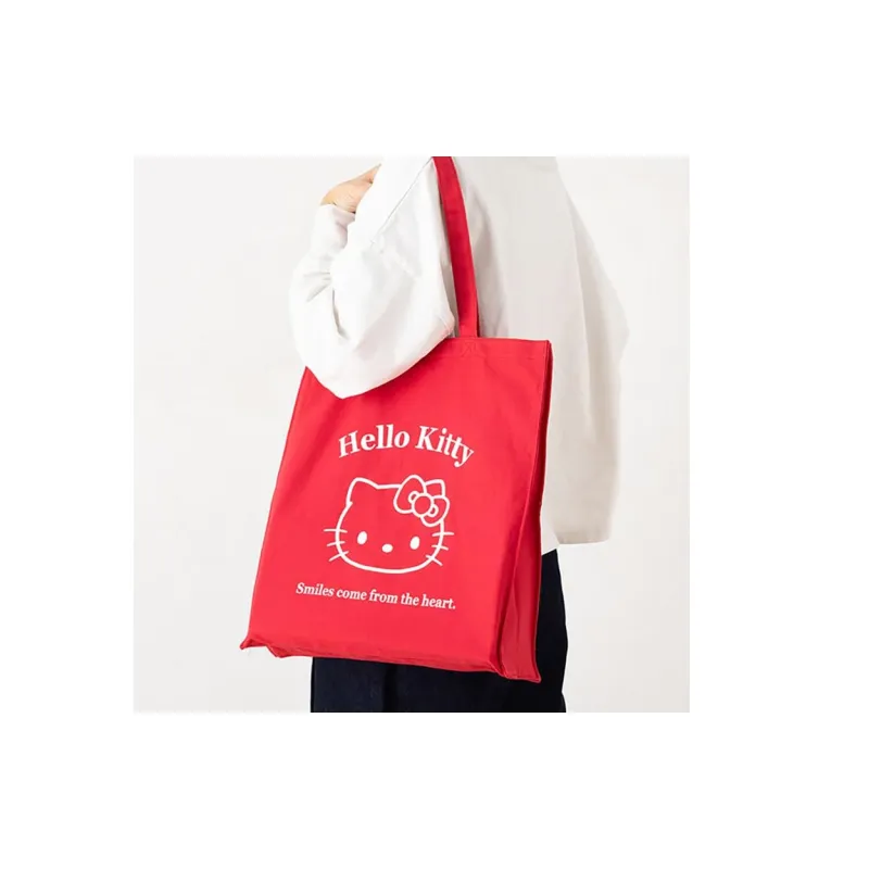 Sanrio Cotton One Shoulder Handbag Women's Red-4