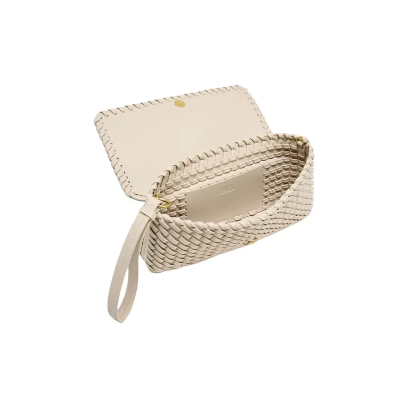 ZARA Polyurethane Shoulder Bag Women's Beige-3