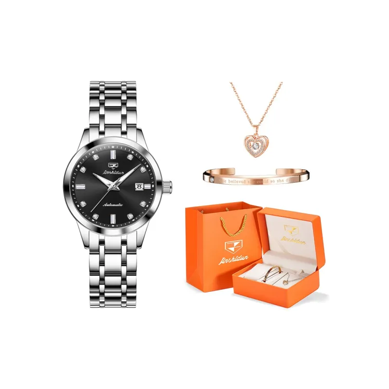 Jin Shi Dun Mechanical Movement Stainless Steel Watchband Watch Women's Watch White Dial-7
