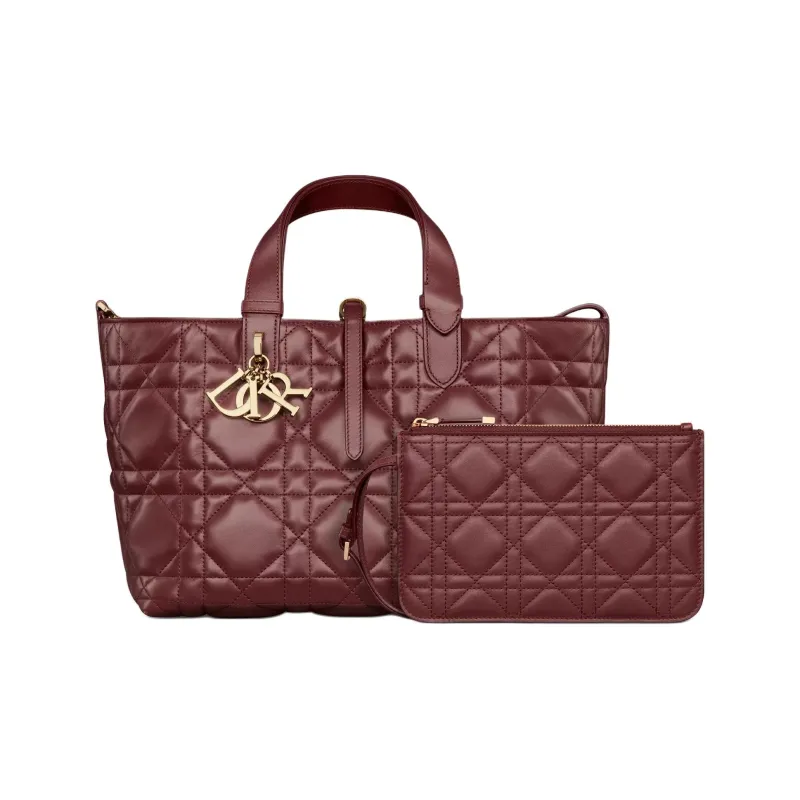 DIOR Toujours Calfskin Indigenous Bag, Tote Bag, Shopping Bag, Shoulder Bag, Handbag Medium Size Women's Dahlia Red-1