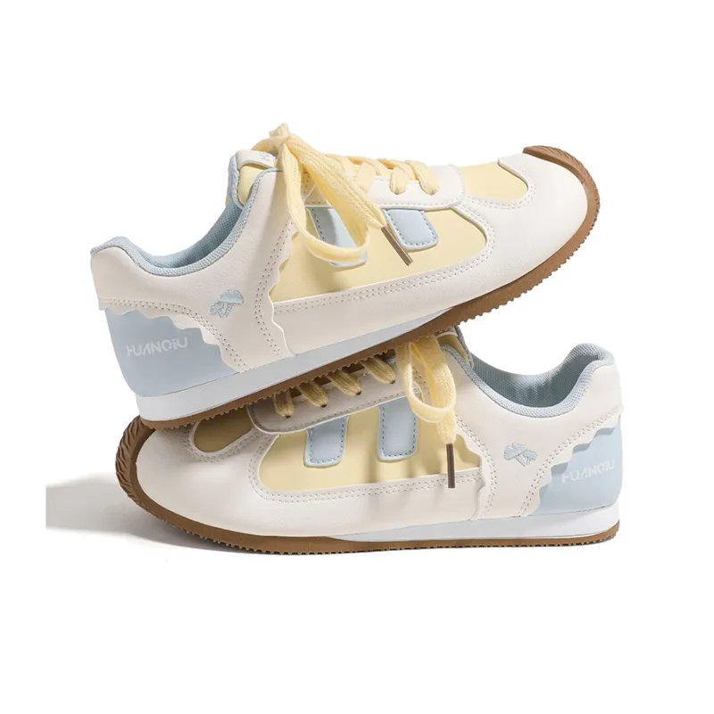 HUANQIU Lightweight, Breathable, And Slip Resistant Low Top Casual Shoes Women's Yellow Blue-4