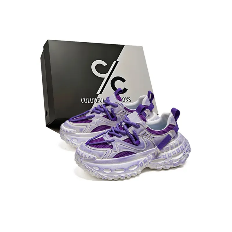 Colorful Creations Cushioning, Slip Resistant, Abrasion Resistant, Height Increasing Low Top Chunky Sneakers Men's-0