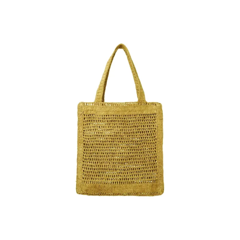 Chloe Raffia Tote Bag, Shopping Bag, Handbag Regular Unisex Lemon Grass-2