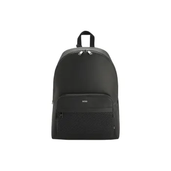 HUGO BOSS Recycled Leather With Fabric Backpack Unisex Black