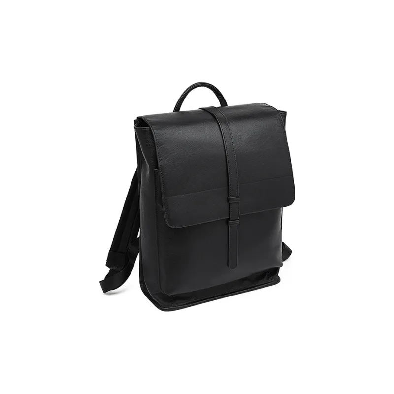 Old Man's Head Top Grain Cow Leather Backpack Men's Black-4
