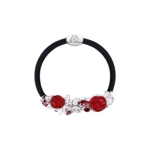 EVITA PERONI Synthetic Cubic Zirconia, Resin, White Crystal, Latex Rubber Hair Tie Women's Burgundy