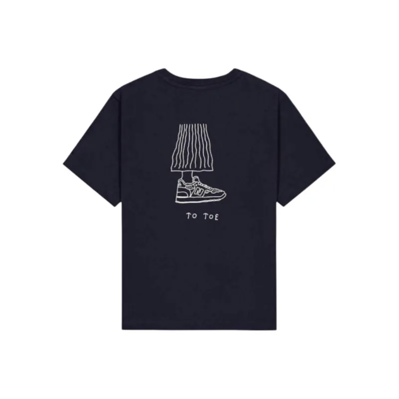 New Balance NB Grey SS25 Drop Shoulder Sleeve T Shirt Women's Marine Blue-1