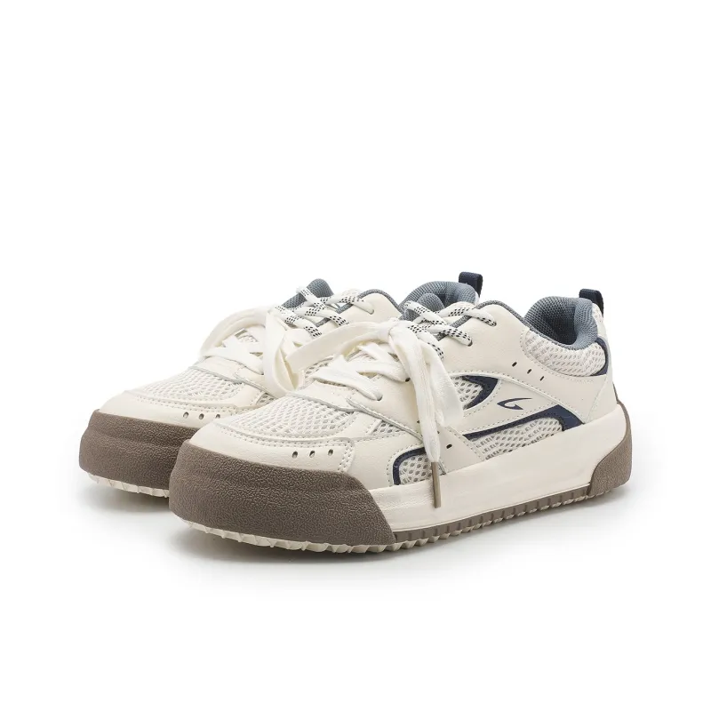 DEERWAY Abrasion Resistant Lightweight Slip Resistant Low Top Casual Shoes Women's Beige Blue-1