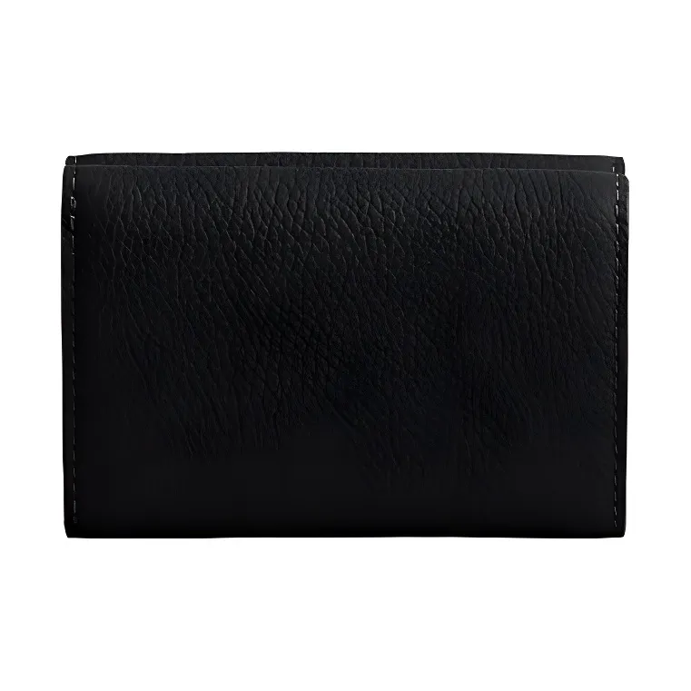 COACH Trifold Wallet Pebbled Leather Coin Purse Wallet Women's Black-1