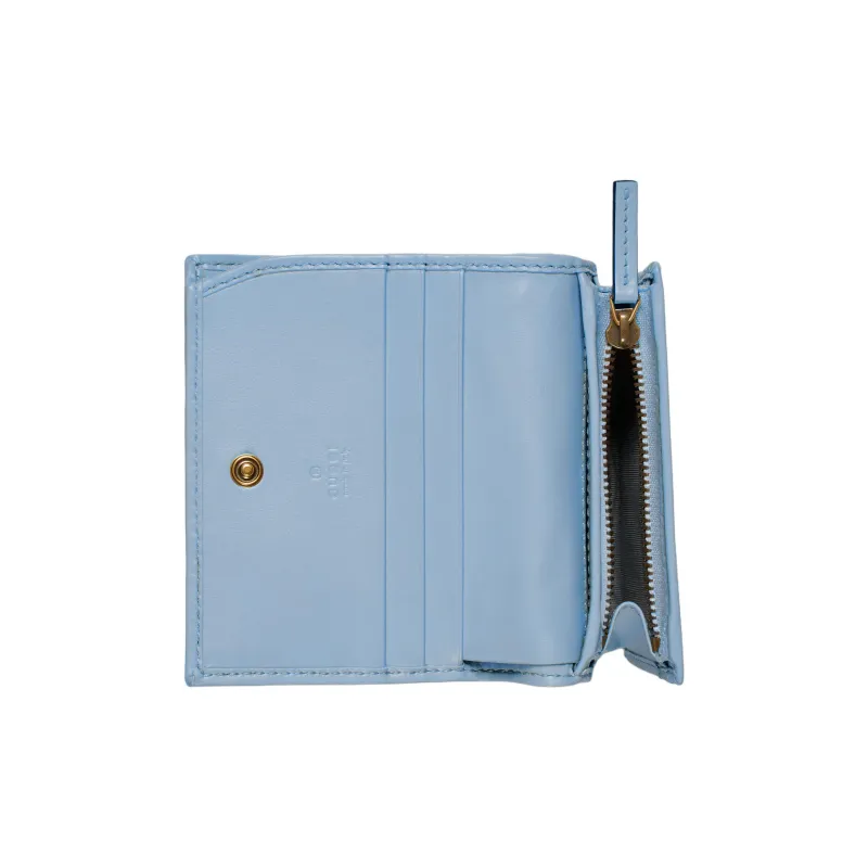 GUCCI Leather Wallet Mini Women's Light Blue-4