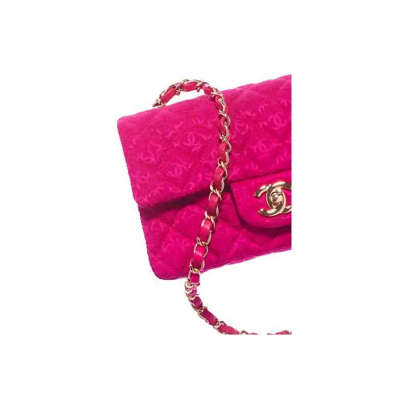 CHANEL Silk Jacquard Shoulder Bag, Crossbody Bag Mini Women's Dark Pink-4