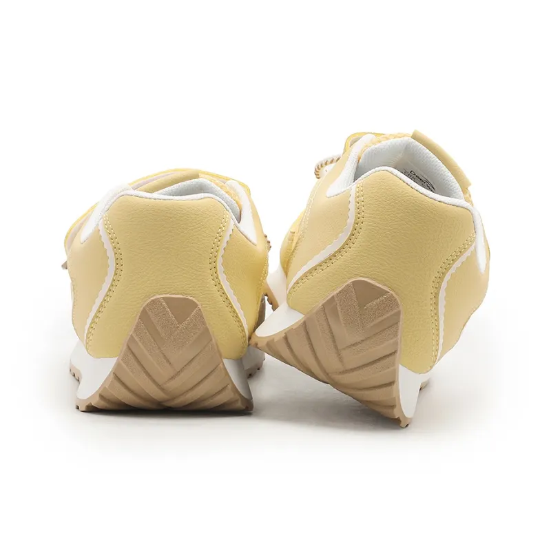 DEERWAY Height Increasing Abrasion Resistant Lightweight Slip Resistant Low Top Casual Shoes Women's Yellow-4